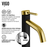 MatteShell Rectangular Vessel Bathroom Sink in Black and Lexington cFiber Faucet in Matte Gold/Matte Black - Super Arbor