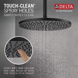 1-Spray 11.8 in. Single Wall Mount Fixed Rain Shower Head in Matte Black