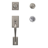 Schlage Custom Addison Matte Black Single Cylinder Door Handleset with Alexandria Glass Door Knob
