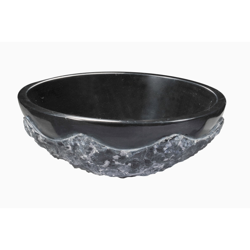 ANZZI Diver Vessel Sink in Black Jade, 16.5 in. Round, 5.5 in. H