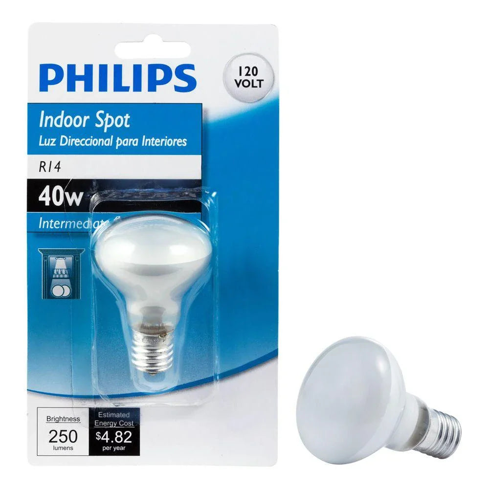 Philips 40-Watt R14 Incandescent Intermediate Base Light Bulb, Soft White 2700K