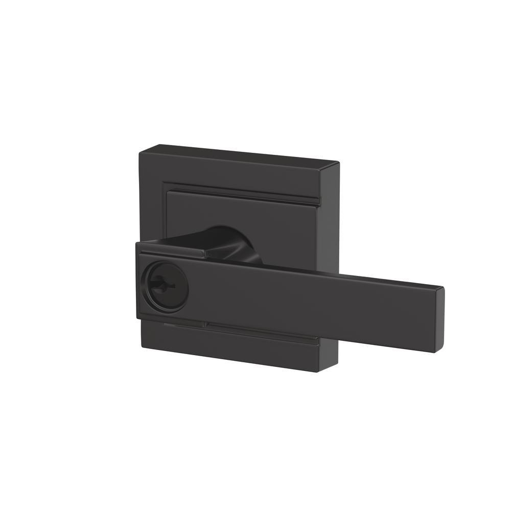 Custom Northbrook Matte Black Upland Trim Keyed Entry Door Lever - Super Arbor