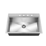 All-in-One Drop-In Stainless Steel 27 in. 4-Hole Single Bowl Kitchen Workstation Sink with Faucet and Accessories
