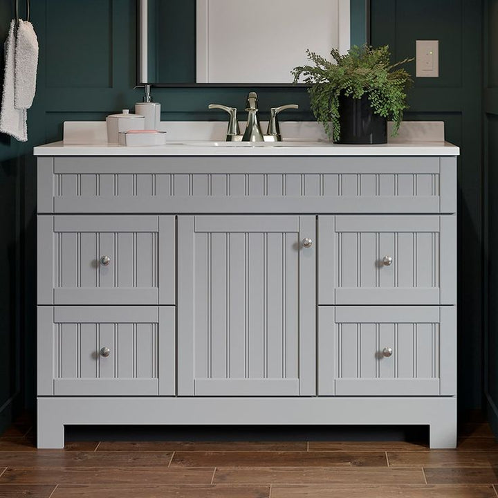 Style Selections Ellenbee 48-in Gray Single Sink Bathroom Vanity with White Cultured Marble Top
