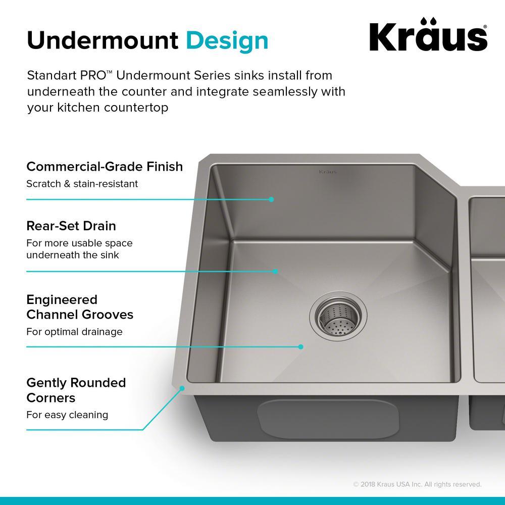 Standart PRO 33in. 16 Gauge Undermount 60/40 Double Bowl Stainless Steel Kitchen Sink - Super Arbor