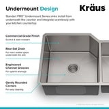 Standart PRO 33in. 16 Gauge Undermount 60/40 Double Bowl Stainless Steel Kitchen Sink - Super Arbor