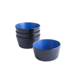 32-Piece Casual Blue and Black Stoneware Dinnerware Set (Set for 8)