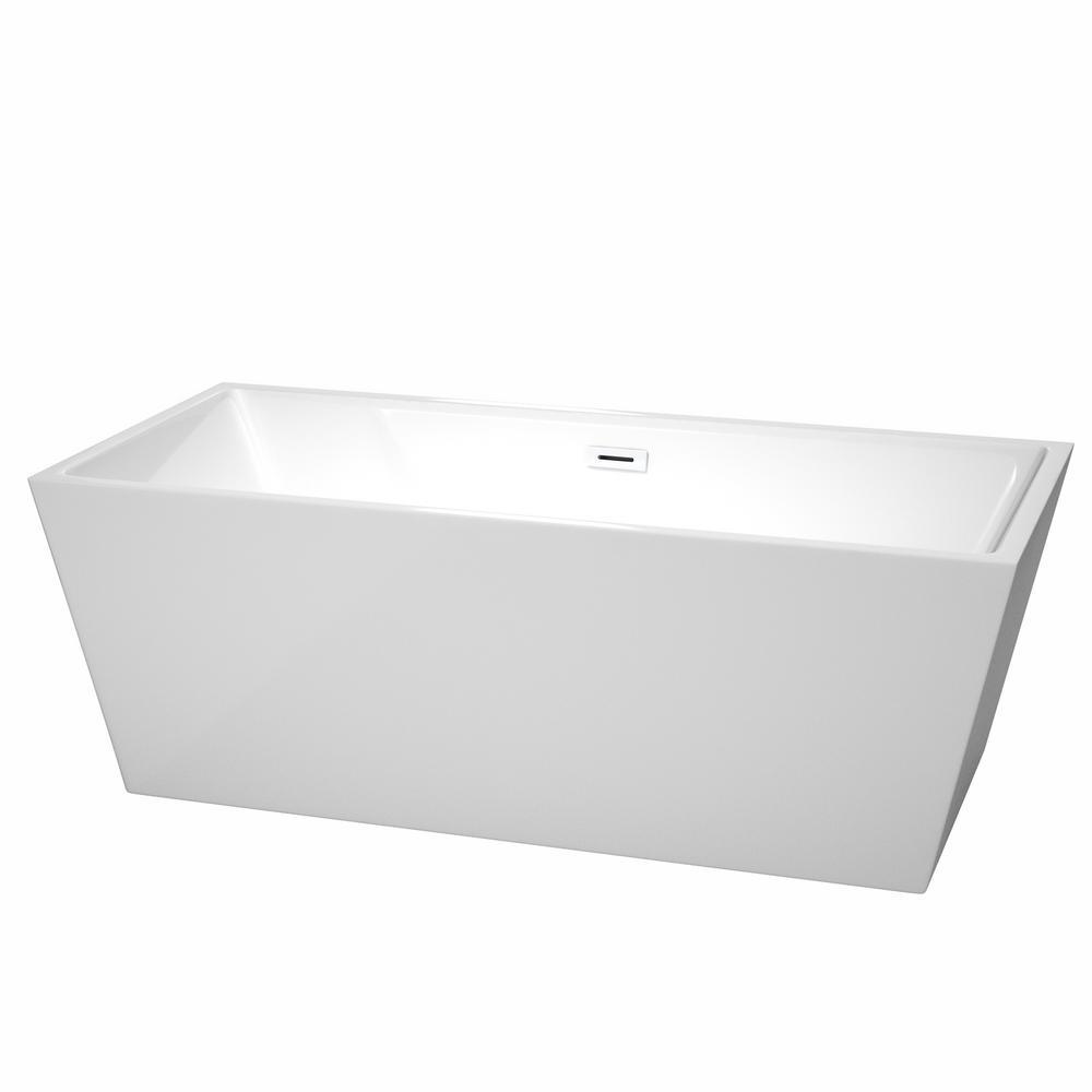 Sara 67 in. Acrylic Flatbottom Bathtub in White with Matte Black Trim