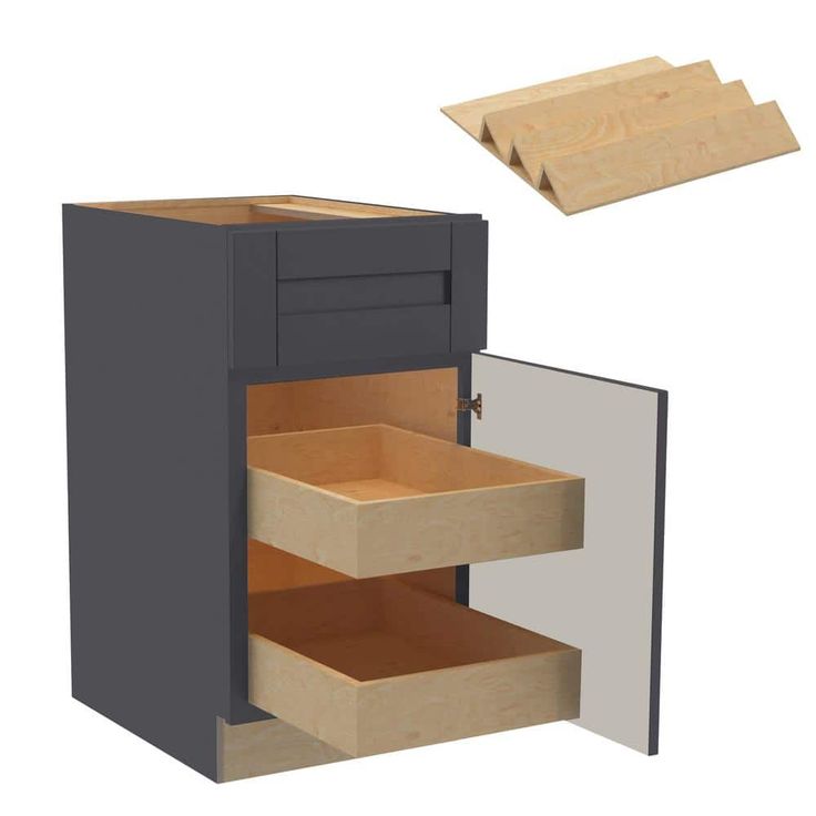 Home Decorators Collection Washington 21 in. W x 24 in. D x 34.5 in. H Assembled Plywood Base Kitchen Cabinet in Onyx with Soft Close Door RH