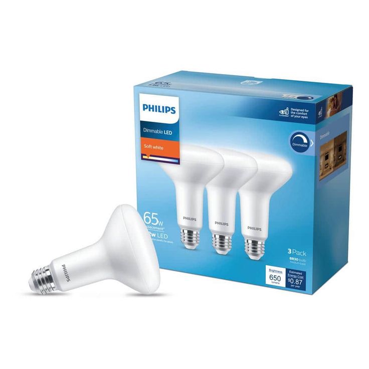 Philips 65-Watt Equivalent BR30 Dimmable LED Flood Soft White (3-Pack)