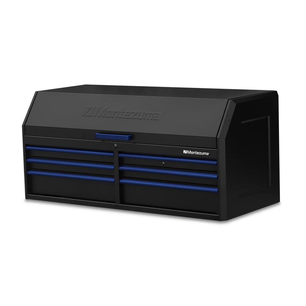 56 in. x 24 in. 6-Drawer Tool Top Chest in Black and Blue - Super Arbor