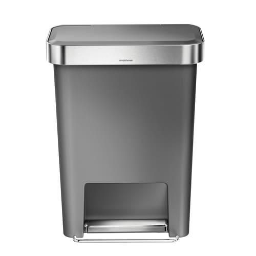 simplehuman 45-Liter Grey Plastic Trash Can with Lid