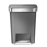 simplehuman 45-Liter Grey Plastic Trash Can with Lid