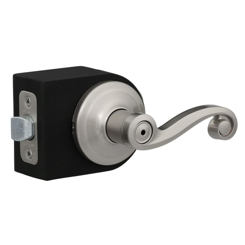 Lido Satin Nickel Privacy Bed/Bath Door Lever Featuring Microban Antimicrobial Technology - Super Arbor