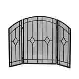 Gilmer Contemporary Black and Copper Three Panel Iron Fire Screen - Super Arbor