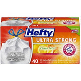 Hefty Hefty Ultra Strong Drawstring Tall Kitchen 40-Pack 13-Gallon Clean Citrus White Plastic Kitchen Trash Bag