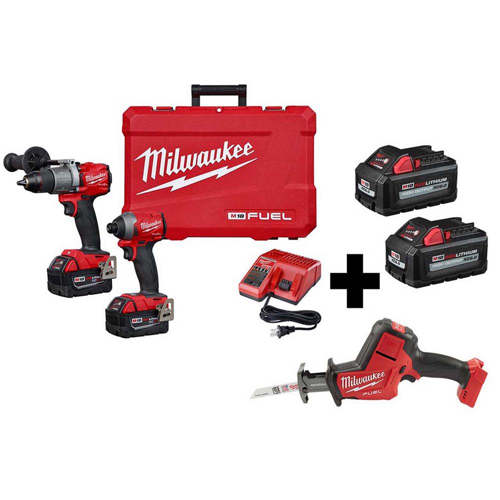 M18 FUEL 18-Volt Lithium-Ion Brushless Cordless Hammer Drill/HACKZALL/ Impact Driver Combo Kit (3-Tool) 4-Batteries - Super Arbor