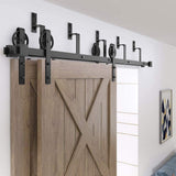 10 ft./120 in. Sliding Bypass Barn Door Hardware Track Kit for Double Doors with Non-Routed Floor Guide - Super Arbor