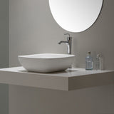 KRAUS Elavo Soft Square Ceramic Vessel Bathroom Sink in White, 18.1 x 16.1 x 5.5 in