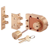 Deadbolt, Solid Bronze Alloy, Brushed Brass, Angle and Flat Strike, Single Cylinder - Super Arbor