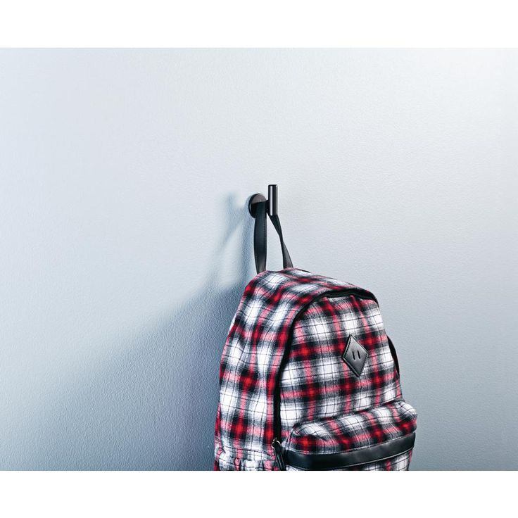 2-1/32 in. Matte Black Single Post Wall Hook