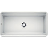 PROFINA Farmhouse Apron-Front Fireclay 36 in. Single Bowl Kitchen Sink with Beechwood Cutting Board in White - Super Arbor