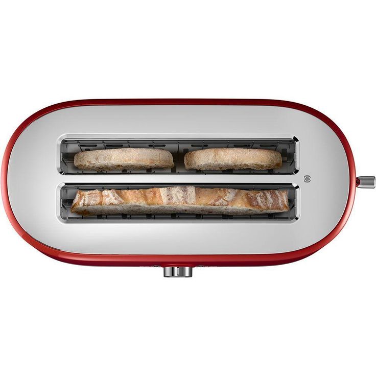 Empire 4-Slice Red Long Slot Toaster with Crumb Tray
