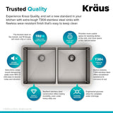 Standart PRO 33in. 16 Gauge Undermount 50/50 Double Bowl Stainless Steel Kitchen Sink - Super Arbor