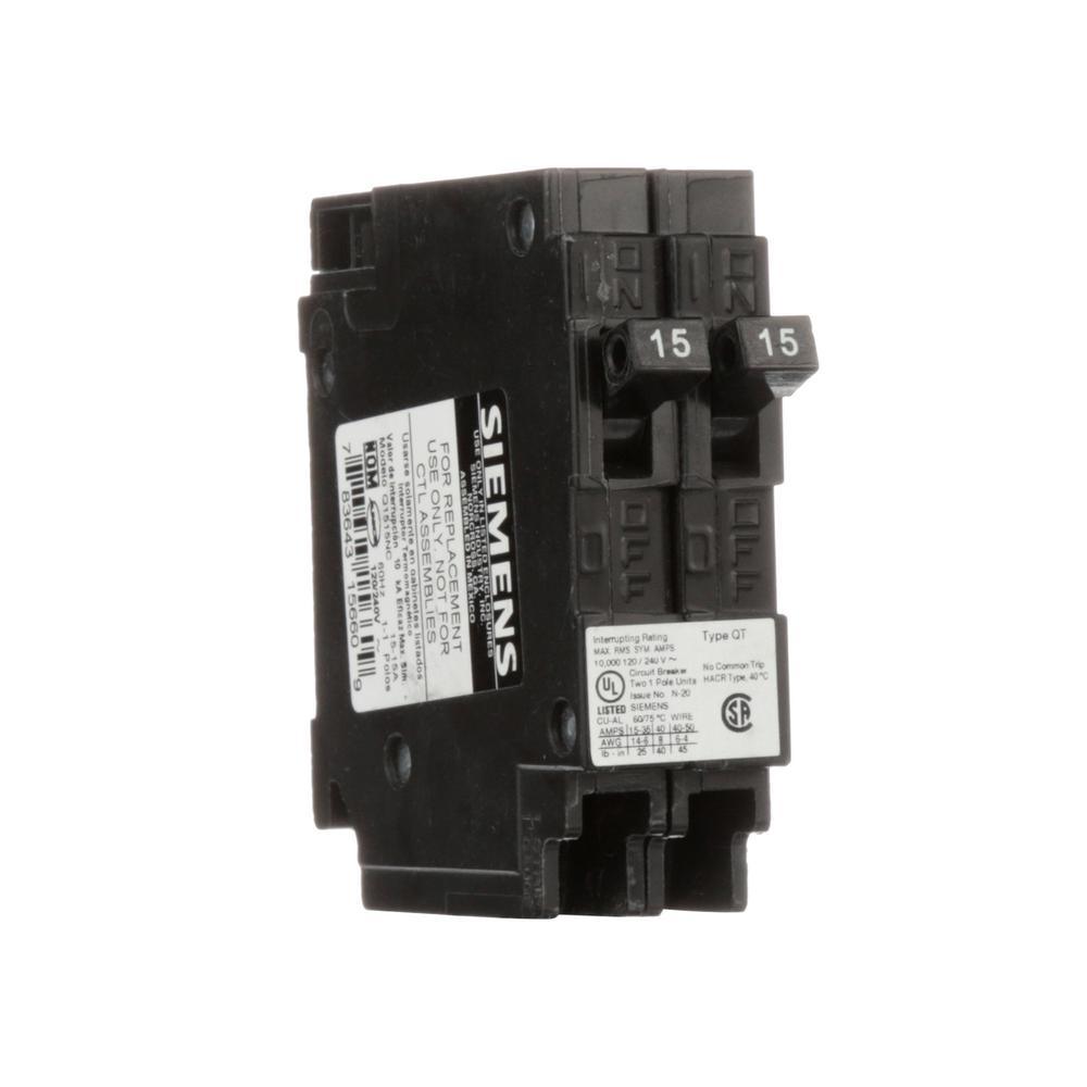 15 Amp Single Pole Type QT Tandem NCL-Circuit Breaker