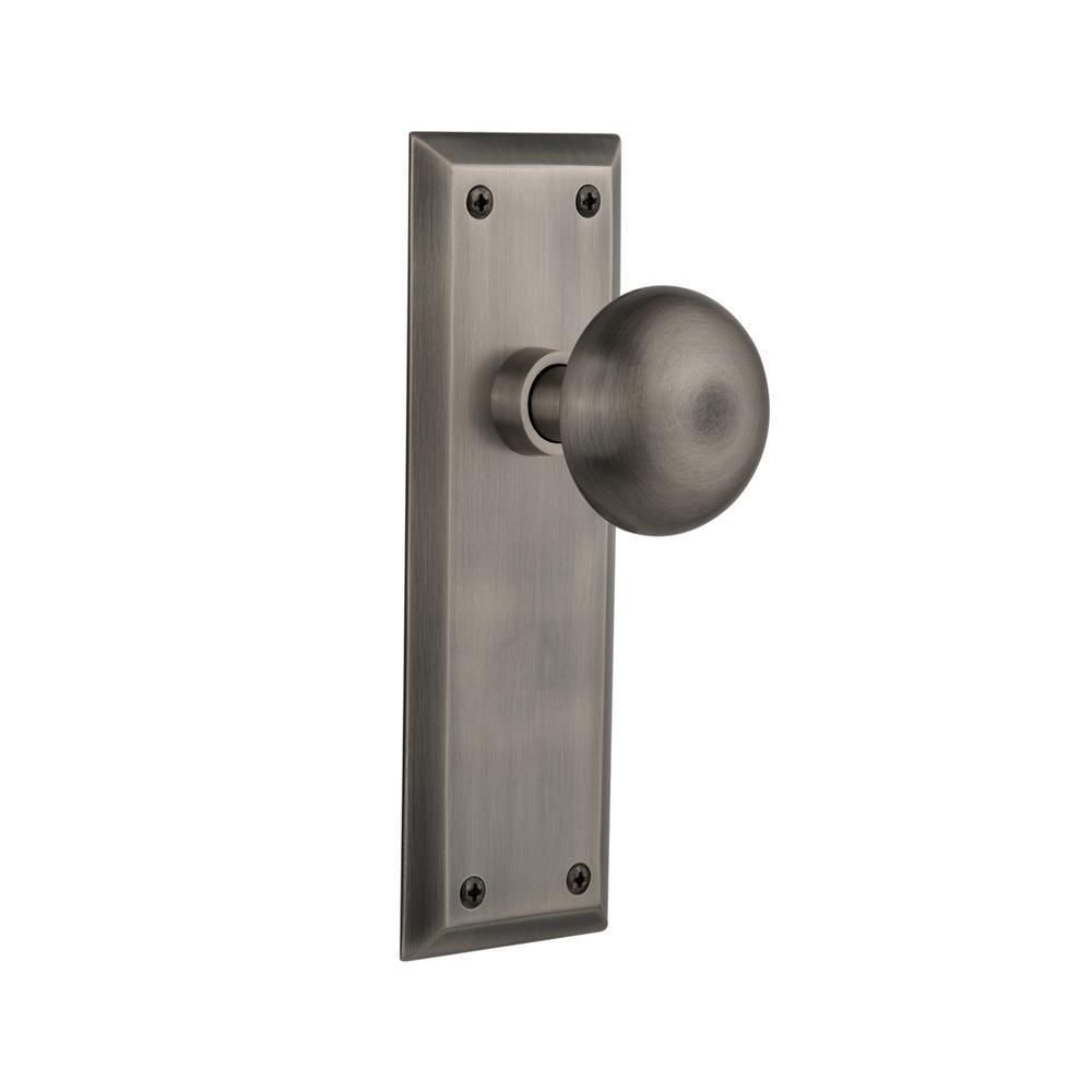 New York Plate 2-3/8 in. Backset Oil-Rubbed Bronze Privacy Bed/Bath New York Door Knob - Super Arbor