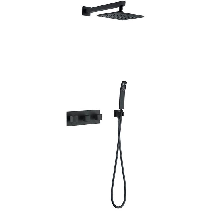 1-Spray Pattern 2 GPM 10 in. Wall Mount Dual Shower Heads in Matte Black