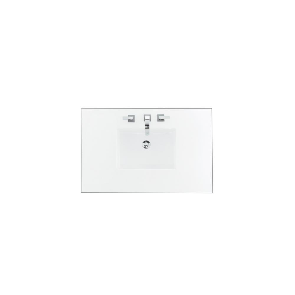 30 in. Single Basin Vanity Top in Classic White Silestone Quartz with White Basin - Super Arbor