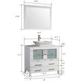 36 in. W x 18.5 in. D x 36 in. H Bathroom Vanity in White with Single Basin Vanity Top in White Ceramic and Mirror - Super Arbor