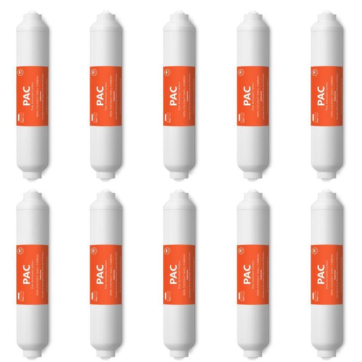 Express Water – 10 Pack Post Activated Carbon Water Filter Replacement – 5 Micron – Under Sink Reverse Osmosis System