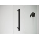 Pleat 59.625 in. x 63.5625 in. Frameless Sliding Bathtub Door in Matte Black with Frosted Glass - Super Arbor