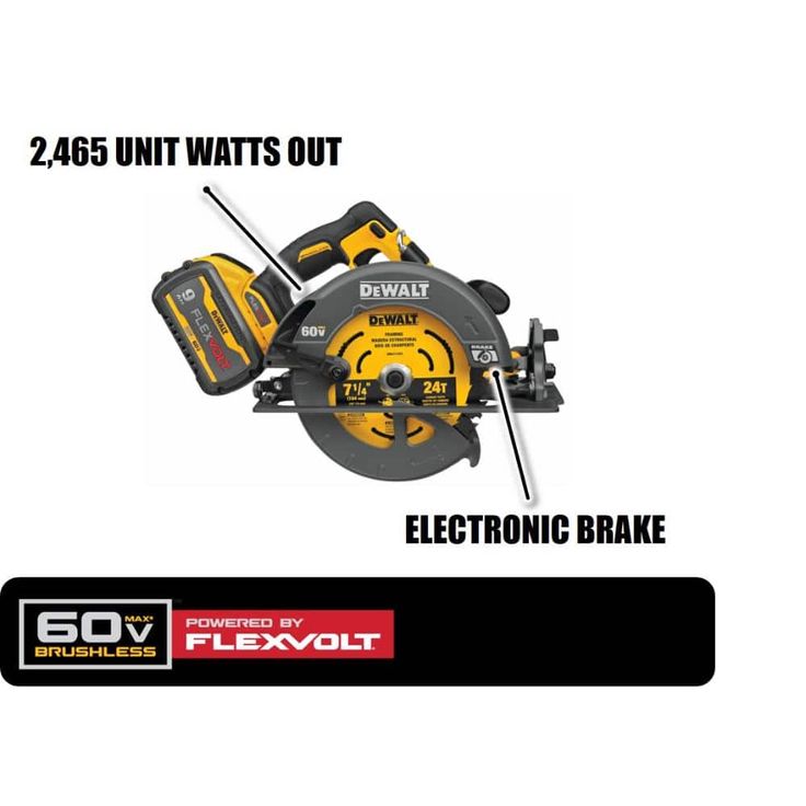 FLEXVOLT 60-Volt MAX Lithium-Ion Cordless Brushless 7-1/4 in. Circular Saw with (2) Batteries 2Ah and Bonus Hammer Drill