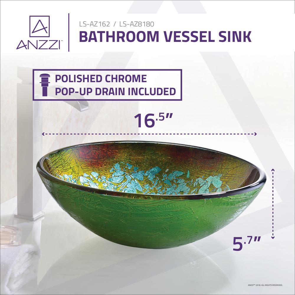 Tara Deco-Glass Vessel Sink in Glacial Blaze - Super Arbor