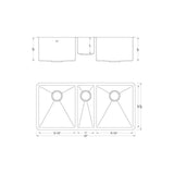 Undermount 16-Gauge Stainless Steel 42x20x10 in. Triple Bowl Kitchen Sink Combo with Silicone Gloves and Strainer - Super Arbor