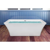 66.93 in. Acrylic Center Drain Rectangular Double Ended Flatbottom Freestanding Bathtub in White - Super Arbor