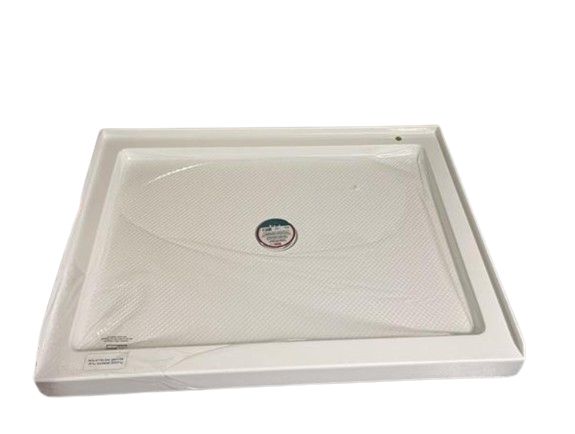 SlimLine 32 in. x 32 in. Single Threshold Shower Pan Base in White with Center Drain