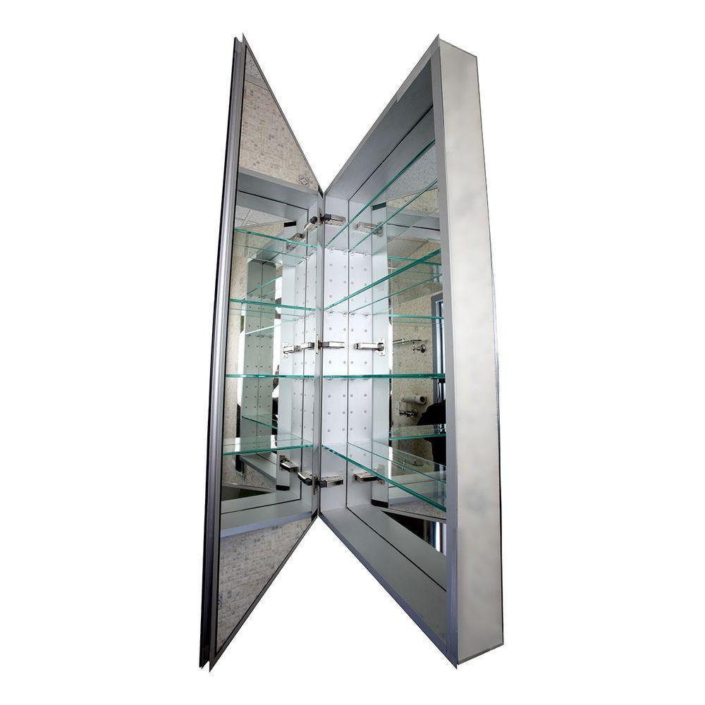 12 in. W x 30 in. H x 4 in. D Recessed or Surface Mount Medicine Cabinet in Aluminum - Super Arbor