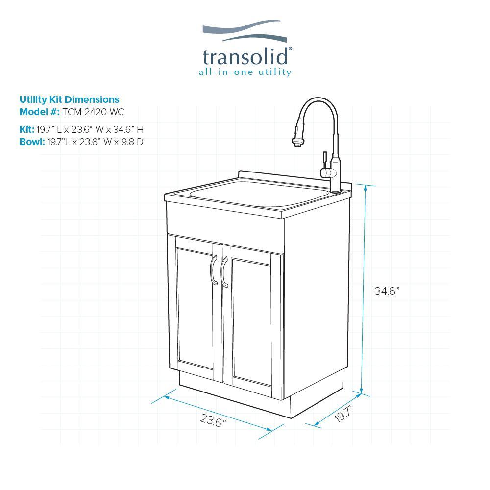 All-in-One 23.6 in. x 19.7 in. x 34.6 in. Particle Board Utility Sink and Cabinet with Faucet and Accessory Kit - Super Arbor
