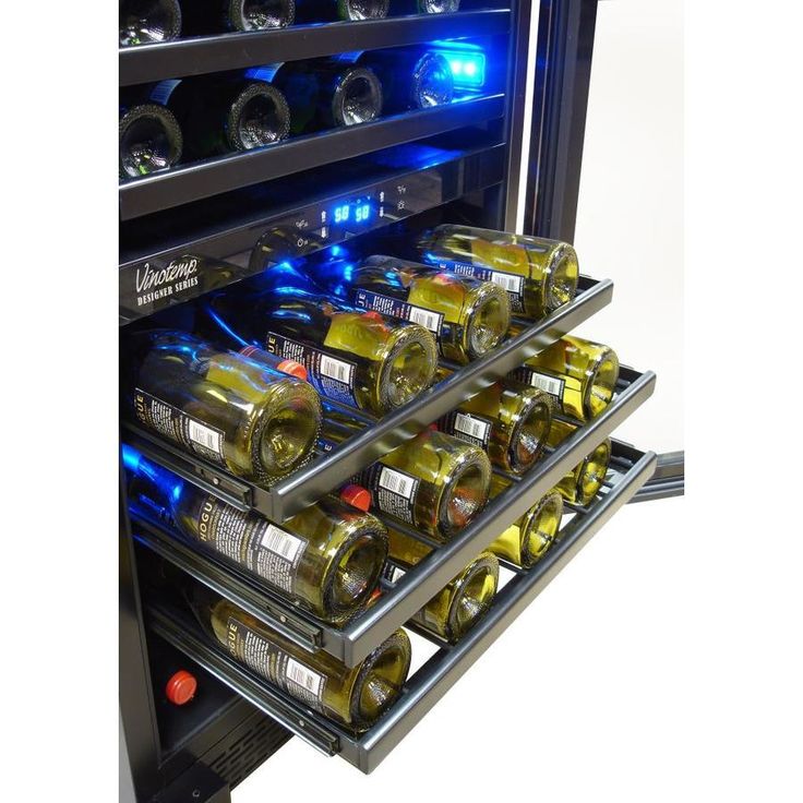 Vinotemp 46-Bottle Capacity Stainless Steel Dual Zone Cooling Built-In Wine Chiller