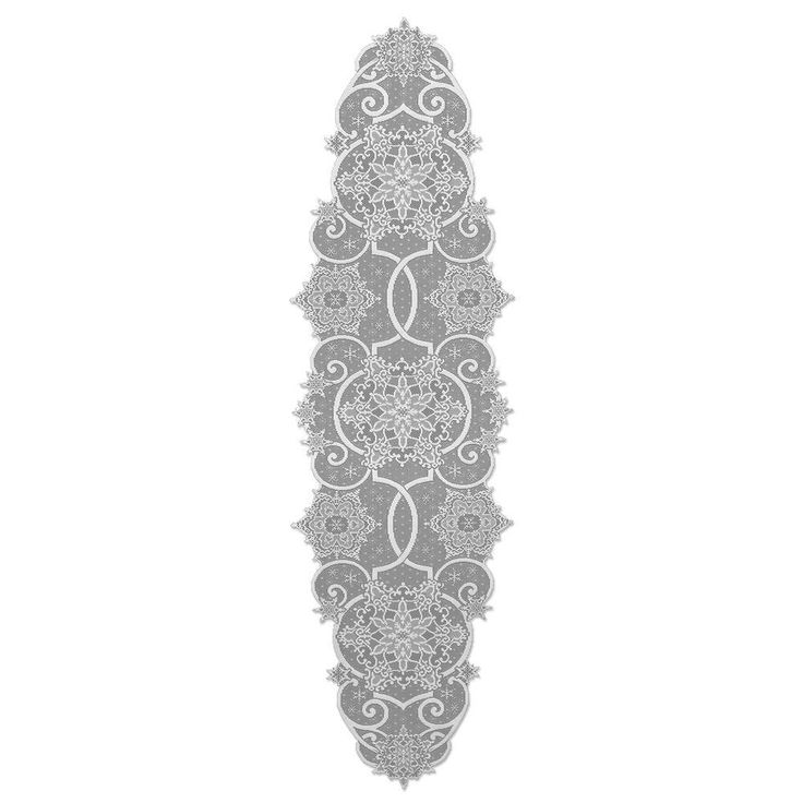 Snowflake 19 in. W x 65 in. L White Floral Polyester Table Runner