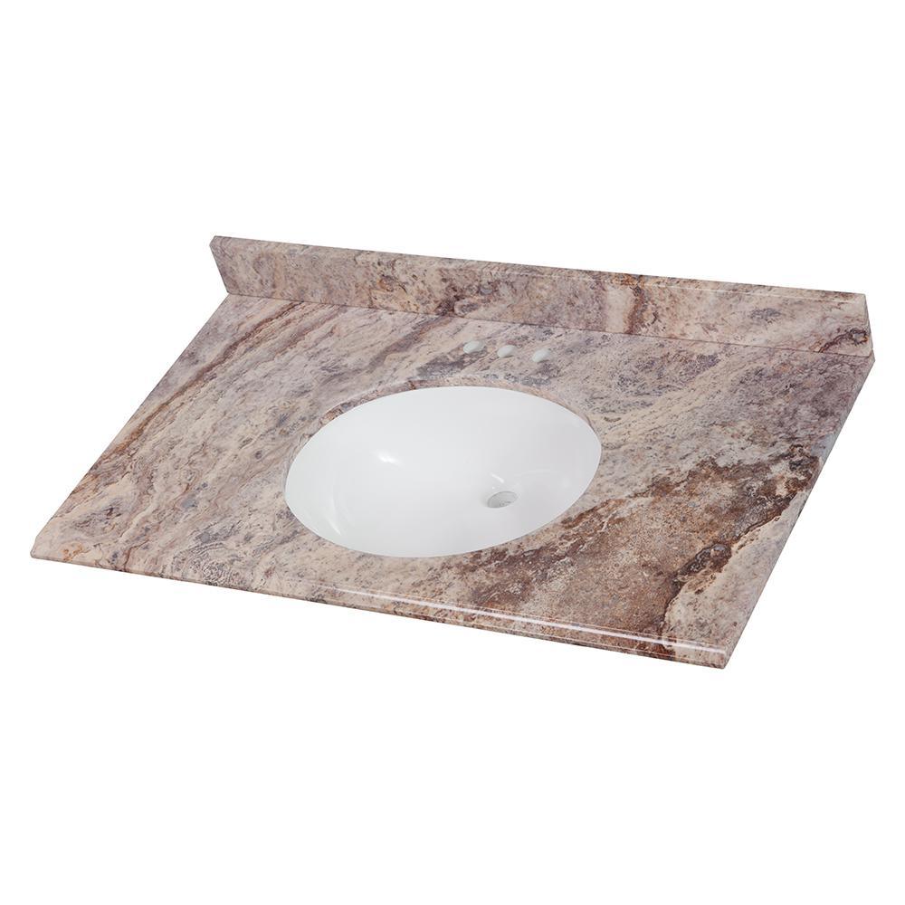 31 in. x 22 in. Stone Effects Vanity Top in Cascade with White Sink - Super Arbor