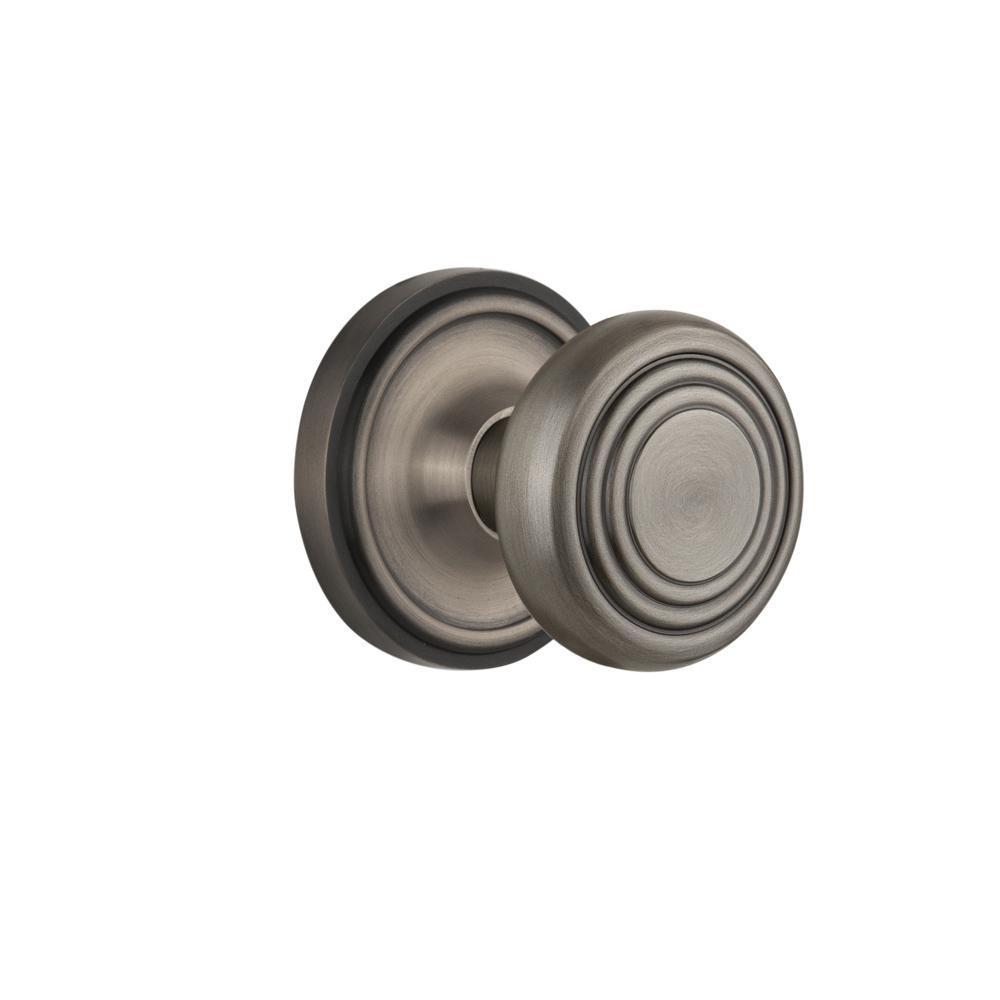 Classic Rosette 2-3/8 in. Backset Antique Brass Privacy Bed/Bath Deco Door Knob - Super Arbor