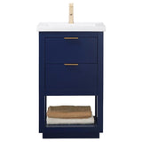 Klein 20 in. W x 15 in. D Bath Vanity in Blue with Porcelain Vanity Top in White with White Basin