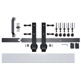 43 in. x 84 in. Z Planked Primed MDF Solid Core Wood Barn Door with Matte Black Sliding Door Hardware Kit - Super Arbor
