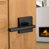 Halifax Square Matte Black Passage Hall/Closet Door Lever (4-Pack) - Super Arbor
