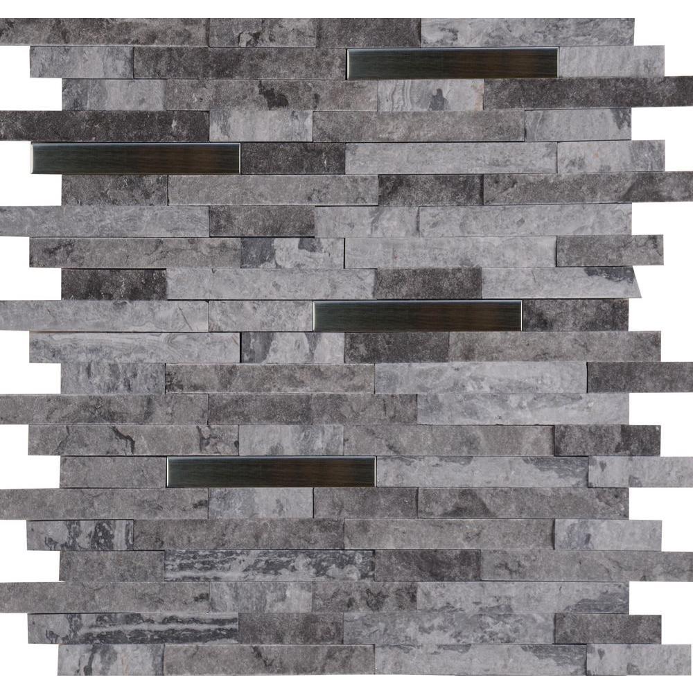 MSI Eclipse Interlocking 12 in. x 12 in. x 8 mm Matte Metal Stone Mesh-Mounted Mosaic Wall Tile (10 sq. ft. / case)
